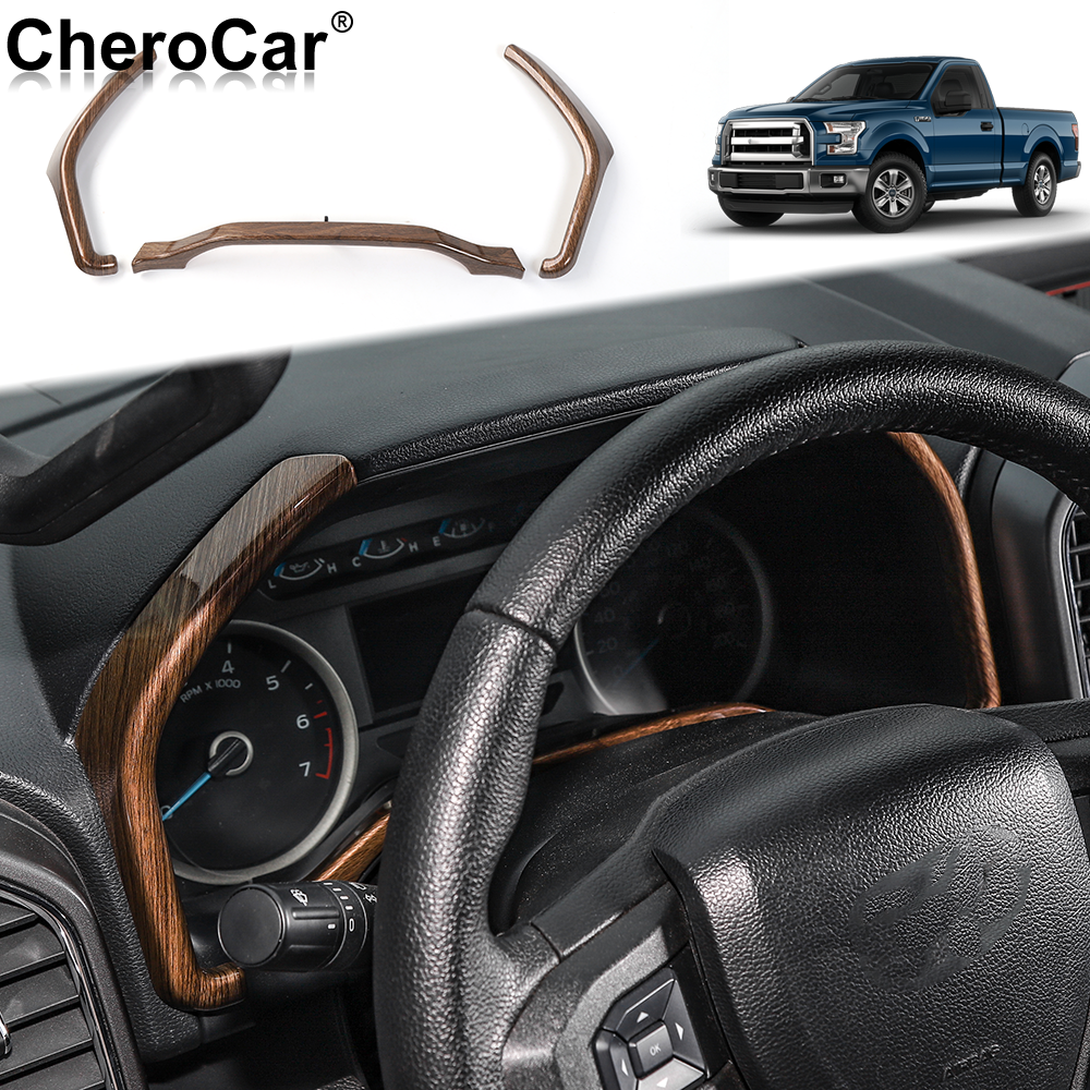 Wood Grain Dashboard Instrument Box Cover Trim for 2015-20 Ford F150 F-150