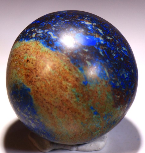 235 g 2.1" Sharp Polished Azurite Malachite Chrysocolla Sphere, Peru! AZS181 - Picture 5 of 6