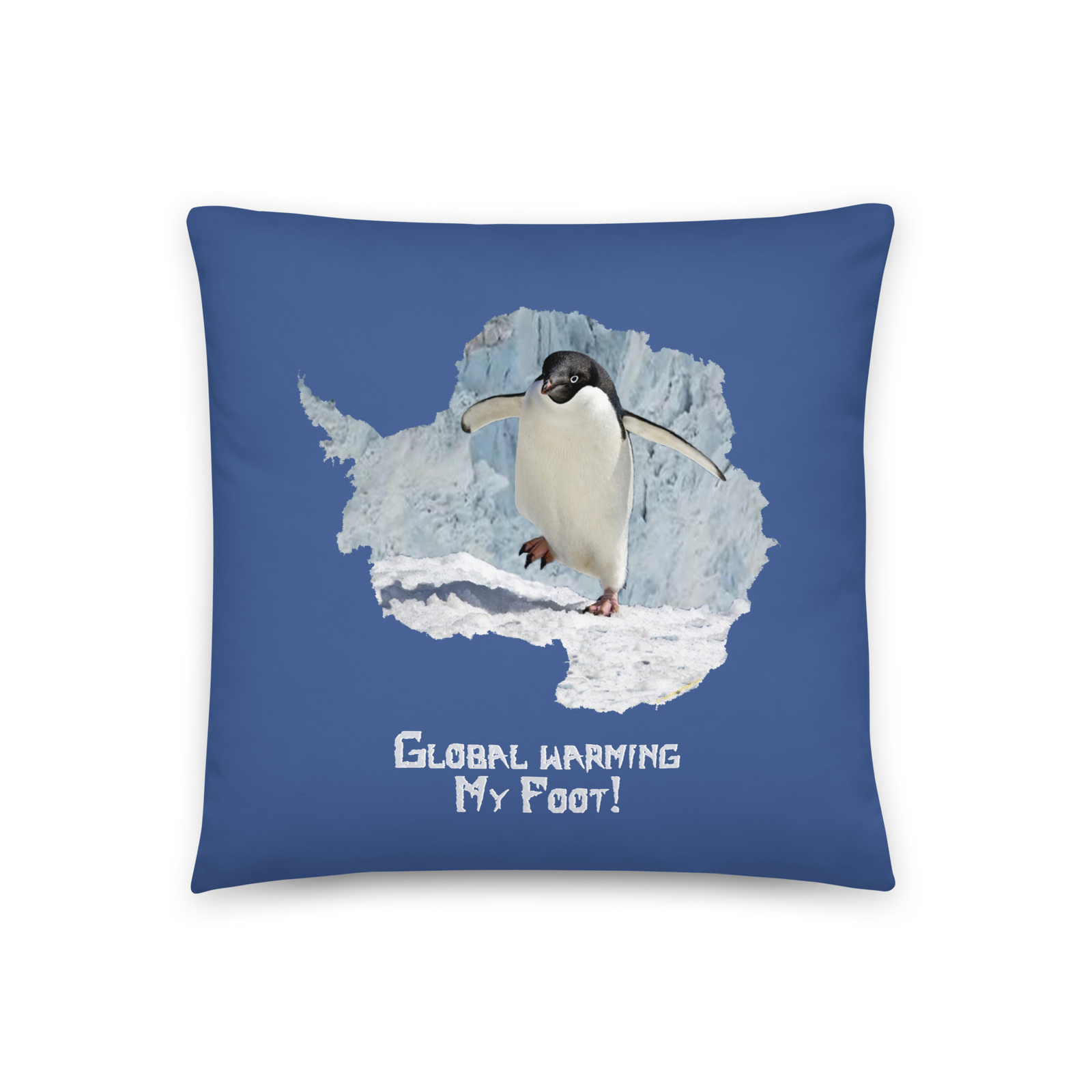 Global Warming My Foot Penguin Antarctica Climate Change Funny Pillow