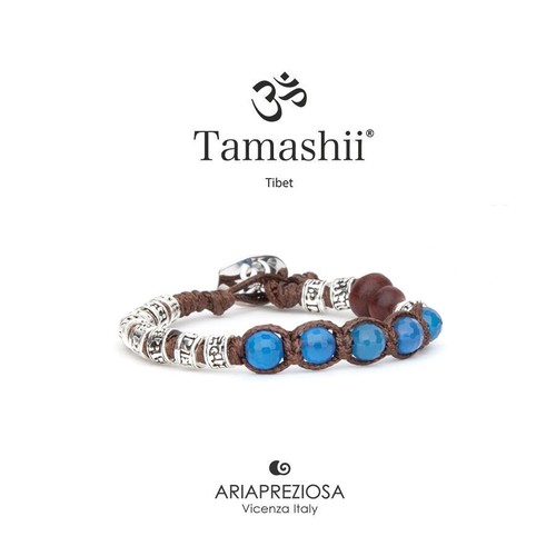 Bracciale Tamashii Tibet, ruota della preghiera, multifaced agata blu e argento - Foto 1 di 6