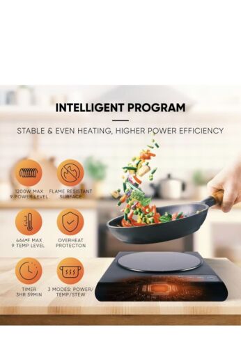 Chefzilla Bruciatore Elettrico Singolo Induzione 1200W Riscaldamento Rapido Caldo B1 - Foto 3 di 7