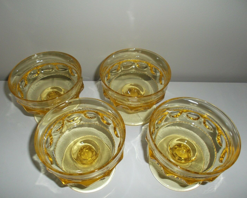 King Crown Cornsilk Yellow Sherbet Dessert Cups Set of 4 Footed-1 - Picture 2 of 4