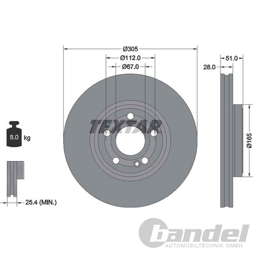 TEXTAR BREMSSCHEIBEN 305mm + BELÄGE VORNE für MERCEDES A-KLASSE W177 V177 - Bild 2 von 5