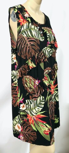 Sleeveless Tropical Bird Of Paradise NWT Ruff Hewn Ruffle Shift Dress XL - Picture 3 of 5