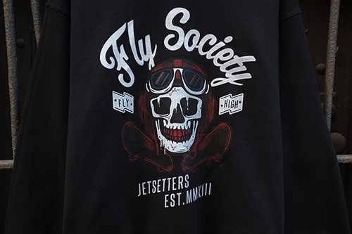 Fly Society Crewneck Sweatshirt Fly Pilot Crew Skater Jetsetters Skull M Medium - Picture 4 of 5