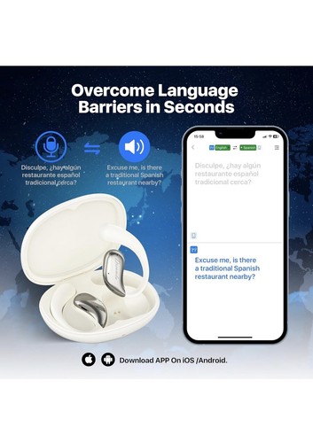 AI Translator Earbuds, Echtzeit Übersetzung, 144 Sprachen, HD Audio, Comfortab - Bild 9 von 9