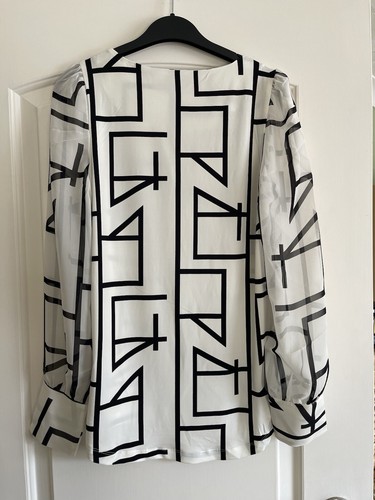 Ecru Cream Print Long Sleeve Crew Neck Cuff Blouse From Next-Size 6-BNWT RRP £32 - Picture 14 of 19