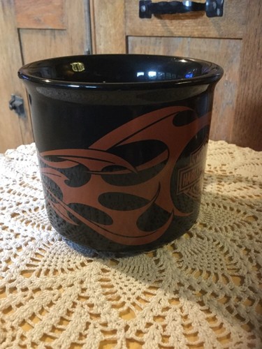 Harley Davidson Coffee Mug.  Black And Orange.  4" Diameter X 3.25" High. - Picture 3 of 6