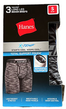 Hanes Long Leg Boxer Briefs Men Small 28-30" X-Temp Total Support Pouch 3 No Tag