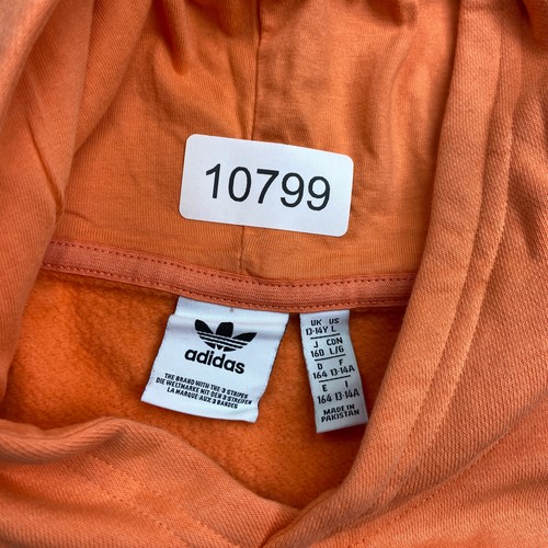 Adidas Sweater Boys Large Peach White Hoodie Hooded Pullover Athletic Youth - Picture 8 of 10
