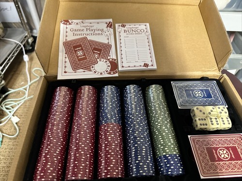 Vintage Longaberger Händler Auswahl Bunco Poker Spiel Set Chips Karten Neu Versiegelt