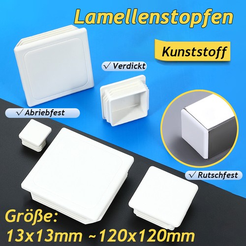 Lamellenstopfen Vierkant Weiß Endkappen Rohrstopfen Kappen Rohrkappen Stopfen - Bild 1 von 29