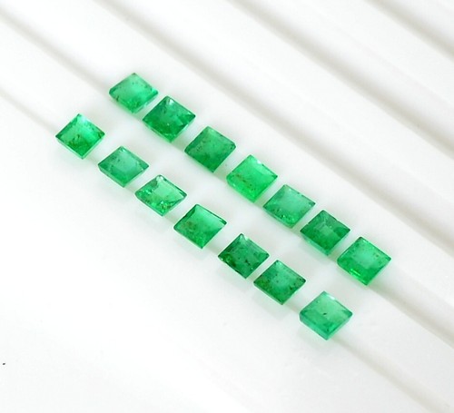 2.75 mm Natural Emerald Square Cut Lot 09 Piece 0.89 CTS Faceted Loose Gemstones - Picture 5 of 9