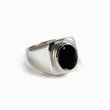 NATURAL BLACK ONYX GEMSTONE RING 925 STERLING SILVER RING SIGNET MENS RING GIFTS