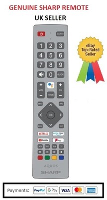 Original Genuine Sharp Aquos Remote Control Tv Android Netflix Prime Youtube Ebay