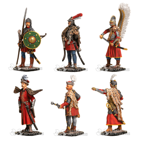 Set di 6 figure ussari alati polacchi giocattolo di latta dipinto soldato | livello souvenir - Foto 4 di 4