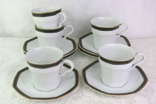 Christopher Stuart BLACK DRESS Cup & Saucers Y0009 8 " 10 Piece Set - Picture 2 of 7