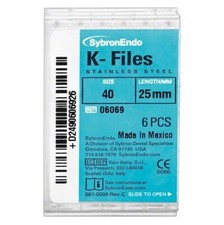  6-Pieces Kerr SybronEndo K-Files Hand Files Size-40 Length 25mm 06069