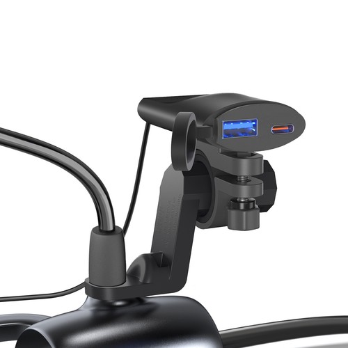 Motorcycle Phone Fast Charger Dual PD+USB Rearview Mirror Expansion Bracket - Bild 10 von 12