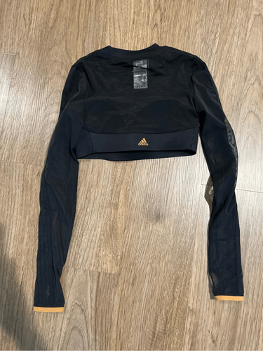 adidas Originals x IVY PARK Women's Black Long Sleeve Mesh Crop Top size S - Picture 9 of 9