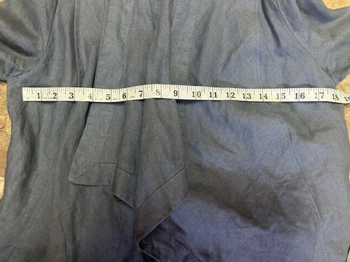 KUT FROM THE KLOTH Jacket Draped Blue Open Front Size Large 100% linen VGUC - Picture 9 of 16