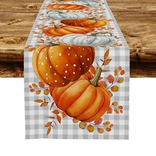 Harvest Pumpkin Orange Fall Table Runner Kitchen Dining Coffee Table Decoration