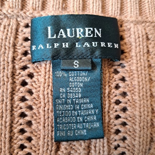 Lauren Ralph Lauren Cable Knit Sweater Womens Size Small 100% Cotton V Neck - Picture 4 of 4