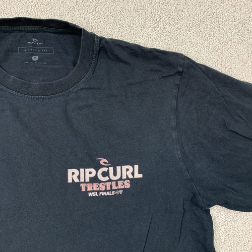Rip Curl Trestles WSL Finals Relaxed Fit Knit Shirt Men's Size M Black Crew Neck - Picture 2 of 8