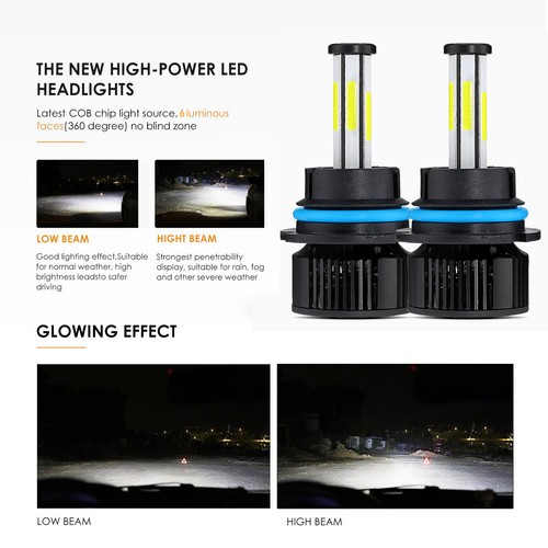 3/4/6sides 9007 LED Headlight Hi/Lo 6500K for Dodge Ram 1500 2500 3500 2003-2005 - Bild 4 von 15