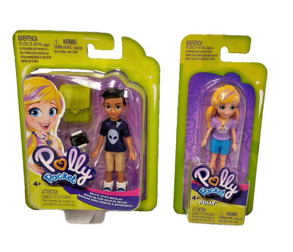 Polly Pocket Set - Figur - Selfi Stick Nicholas + Polly - Neu Ovp #-image