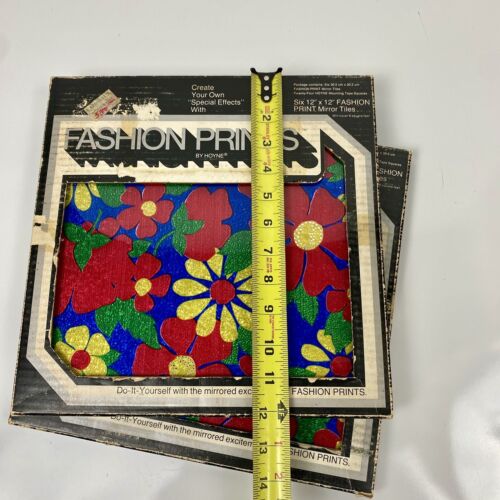 Vintage MCM Hoyne Retro Wandspiegel Quadrate Mode Drucke Flower Power Menge 12 - Bild 9 von 12