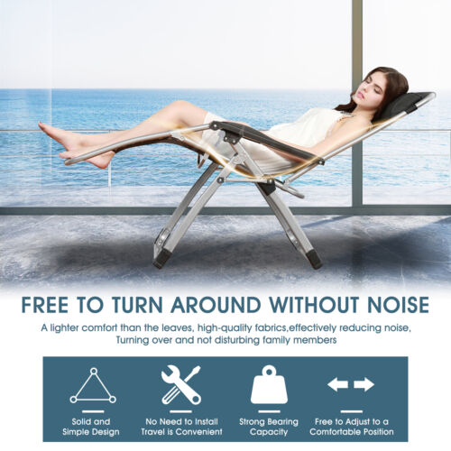 NAIZEA Outdoor Padded Lawn Recliner Zero Gravity Chair Folding Chaise Chairs&Mat - Picture 18 of 91