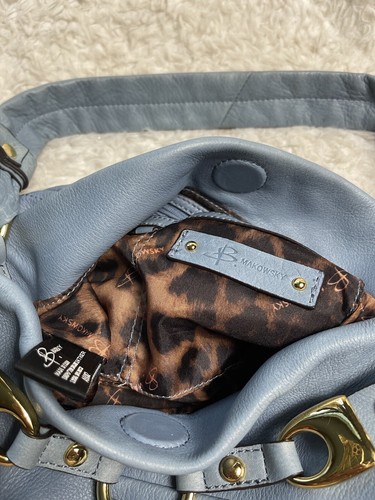 B Makowsky kleine Schultertasche Leder blau mit goldfarbenen Hardware’s und Akzenten - Bild 9 von 12