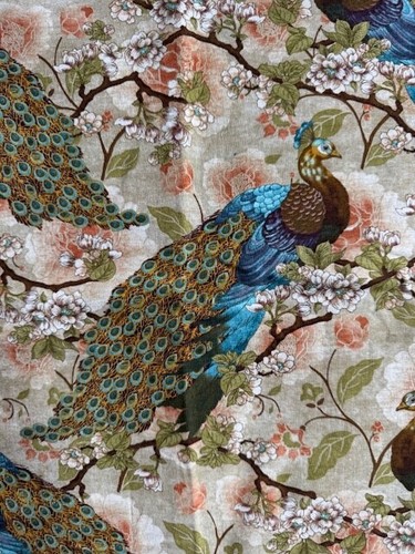94" x 43" Springs Creative CP53589 Indian Peacock Floral Suzanne Nicoll Fabric - Picture 2 of 7