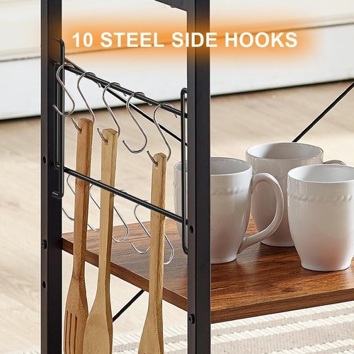 Kitchen Stand Coffee Cart 3-Tier Rolling Utility Microwave Oven Rack Small Space - Picture 7 of 8