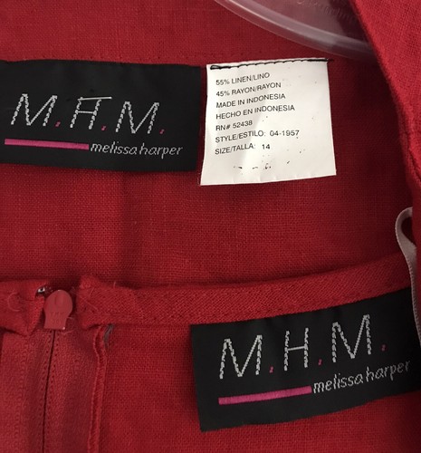 Melissa Harper Linen Blend Maxi Dress Set Women Size 14 Red Short Sleeve - Picture 9 of 9
