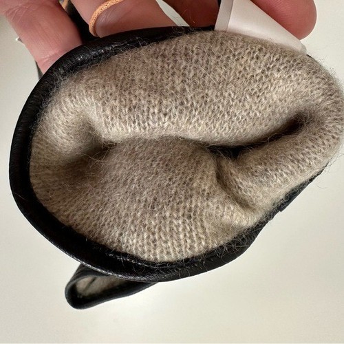 Quitte Kaschmir gefütterte schwarze Lederhandschuhe Größe M - Bild 7 von 9