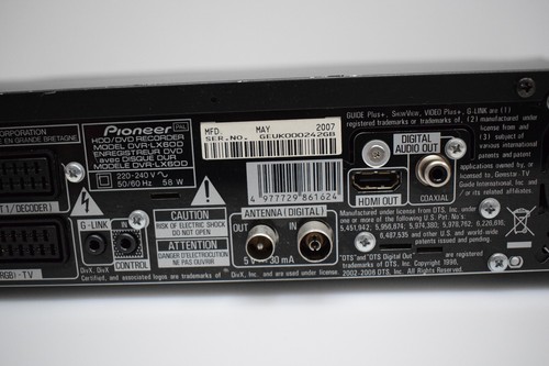Grabadora de disco duro Multiregion Pioneer DVR-LX60D DVD/250 GB Freeview 1080p - Imagen 12 de 17
