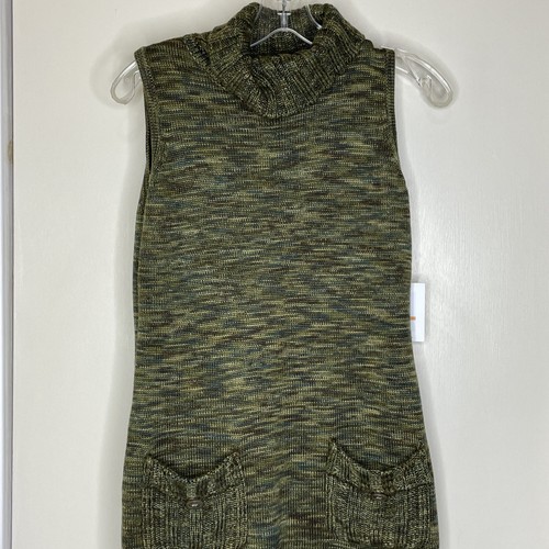Neu mit Etikett Calvin Klein Pulloverkleid basilgrün Rollkragen ärmellos Taschen Small - Bild 2 von 10