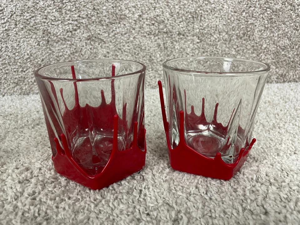 Lot of 4 Makers Mark Bourbon Red Wax Dipped Snifter On The Rock Clear Glass - Image 3 of 4