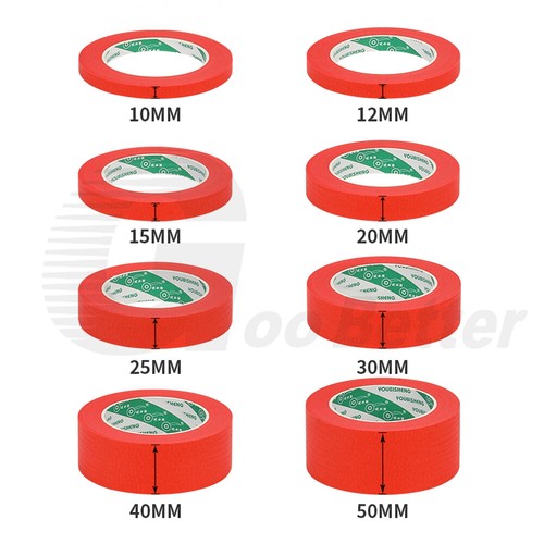 Red General Masking Tape 10-60mm x50M DIY Craft Painter Easy Tear Car Decorating - Picture 2 of 20