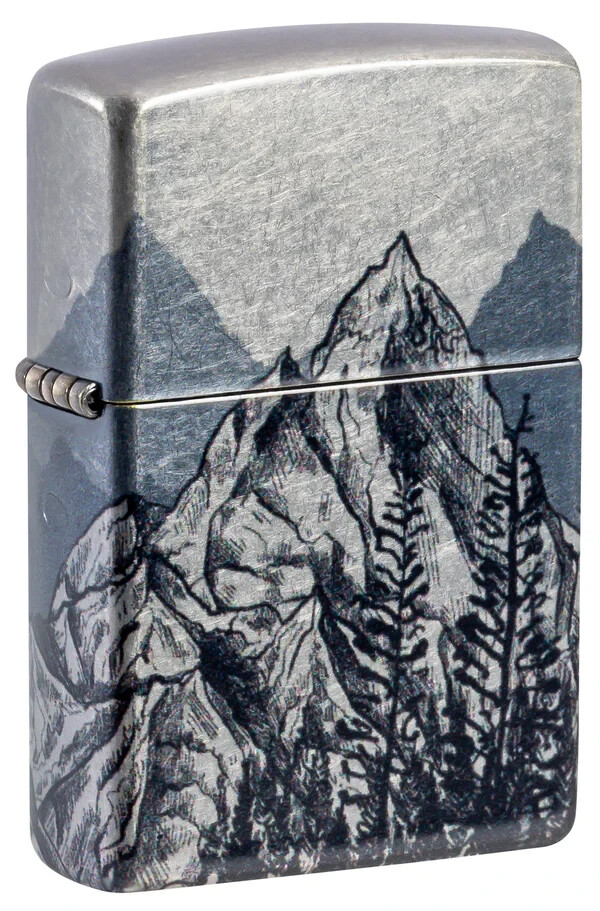 Zippo 46280, дизайн Mountain Sketch, хромированная зажигалка 540 Fusion, НОВАЯ