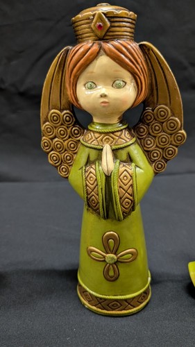MCM Mid Century Christmas Jeweled Praying Angle and 3 Playing Angels with birds - Picture 4 of 16