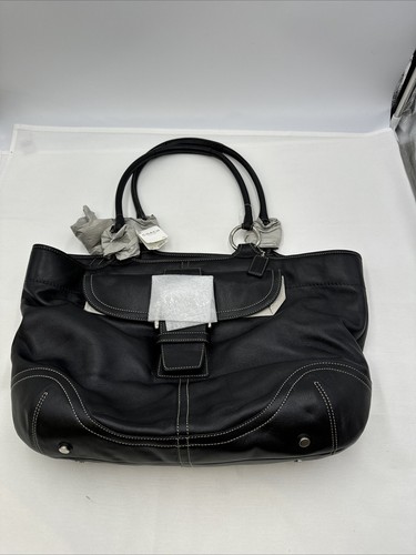 NEW NWT COACH Soho Black Smooth Leather Carryall Large Shoulder Tote Bag #5770