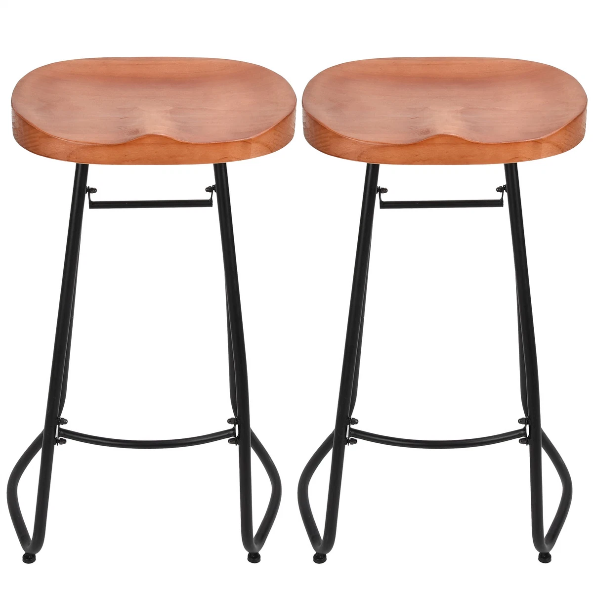 1 Pair Wrought Iron Stool Retro Backless Bar Chair Home Kitchen