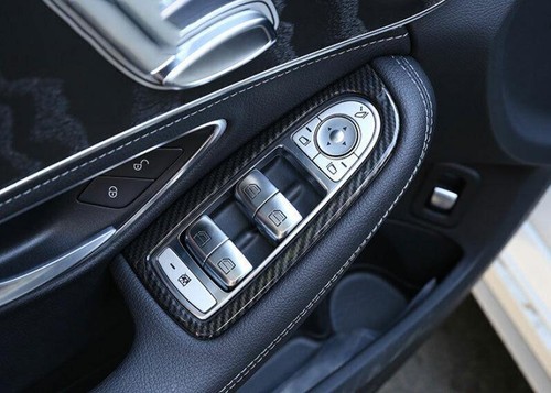 ABS Carbon Fiber Window Lock Lift Panel Trim Frame For Benz C-Class 2015-2021 - Picture 5 of 6