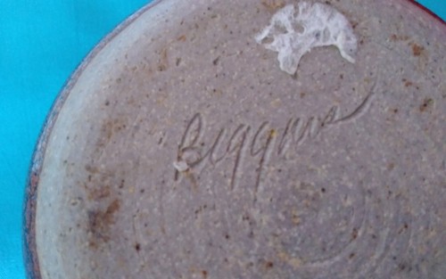 Biggins signierte Studiokeramik Steinzeug Vase MCM mehrlagig braun - Bild 6 von 8