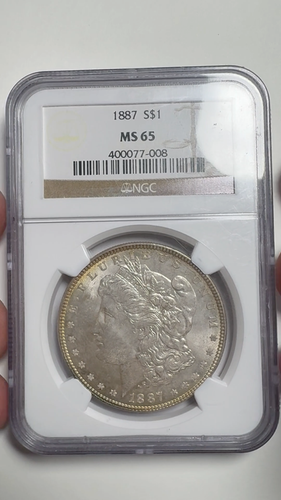 1887 P Toned Morgan $๐๐NGC MS 65๐๐Monster Doppia Mezzaluna Arcobaleno ๐๐VIDEO - Video 1 di 1
