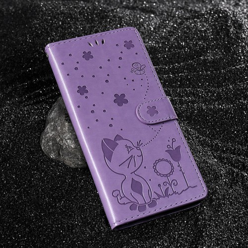 Custodia in pelle PU per iPhone nuova goffratura 3D gatto e api cartone animato animali flip cover - Foto 13 di 16