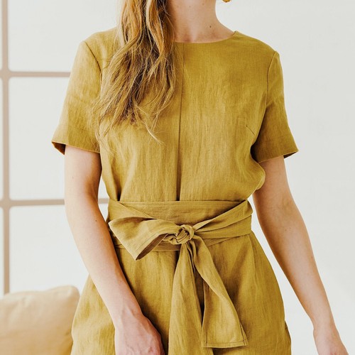 Women's 2023 Summer Romper Short Sleeve Tie Waist Beach Shorts Jumpsuit Playsuit - Picture 18 of 33